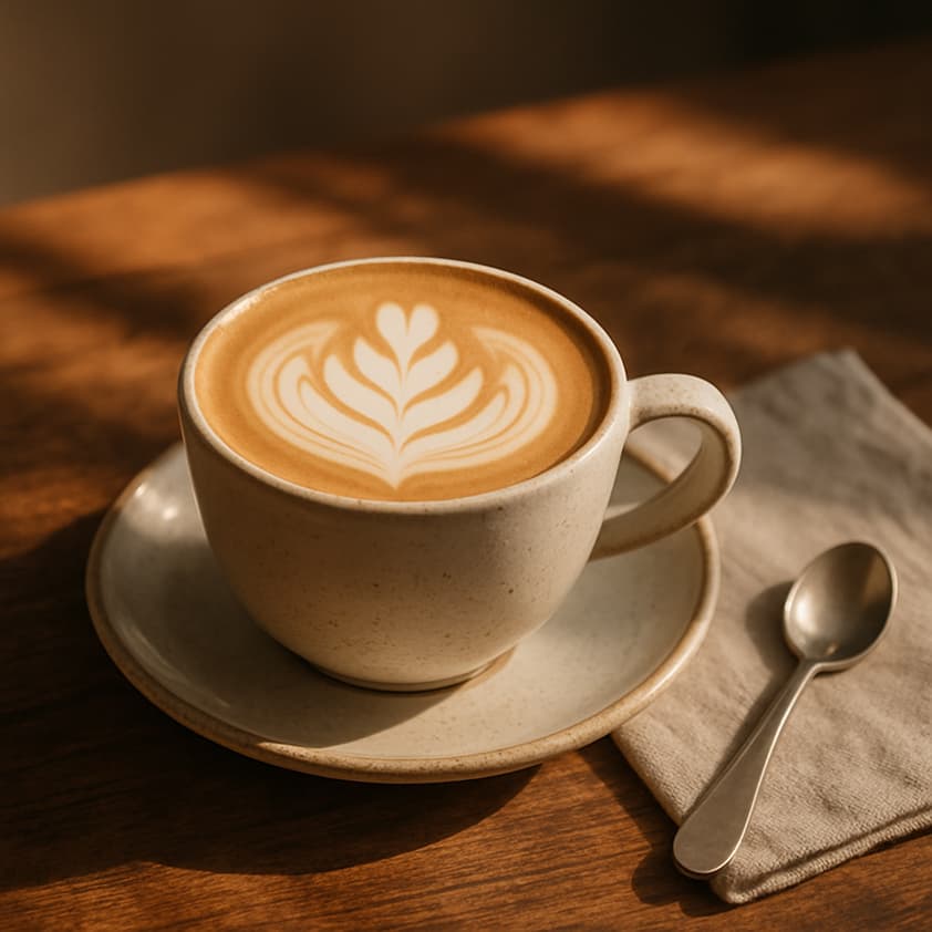 Ceramic cup with a latte
