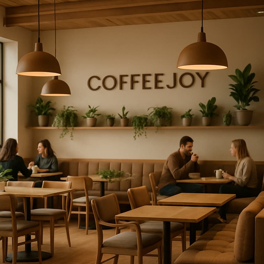 A wide view of the CoffeeJoy interior